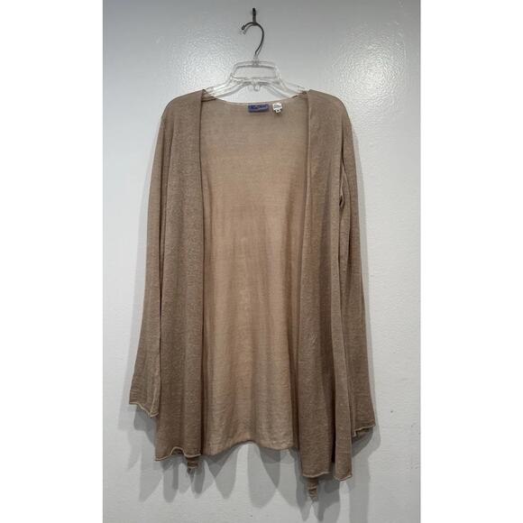 Acrobat Beige Linen Open Cardigan Women’s Size Medium Lagenlook Neutral Coastal - Picture 1 of 8